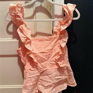LC Lauren Conrad Coral Ruffle Top